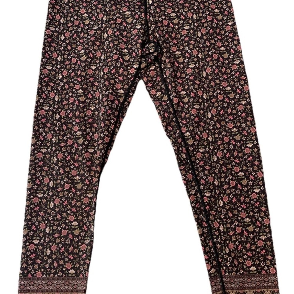 Kavala Floral Pink and Black High Waist Athletic Leggings womens size Large